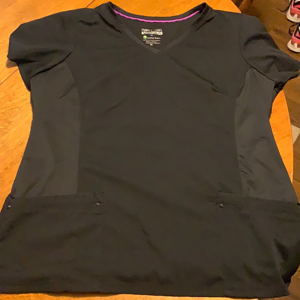 Black Purple Label Yoga Scrub Top Healing Hands XL
